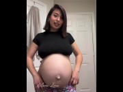 Preview 5 of Hot pregnant girl oiling belly at 25 weeks