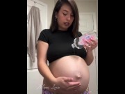 Preview 6 of Hot pregnant girl oiling belly at 25 weeks