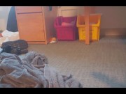 Cute femboy fucks herself with dildo and cums