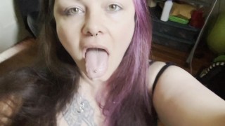 Goth girl next door thinks about you while she rides her dildo