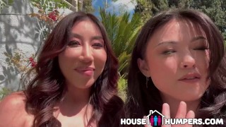 HouseHumpers Newlywed Asian Lesbian Couple Want To Try Some Real Dick