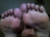 Muscle bear shows his big bear feet and wants them licked, sucked and worshipped