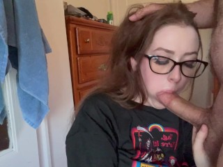 Sucking Cock & Licking Balls (Shoots his Load on my Pretty Face + Tongue!!)