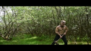 Viking Warrior masturbating in forest