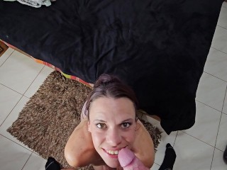 INNOCENT STUPID SLUT getting her private parts revealed and getting her dumb silly face creamed on