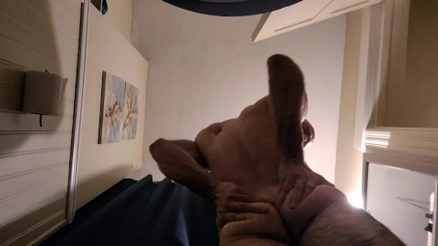 Giant Man Lotions Above You After Shower (POV)