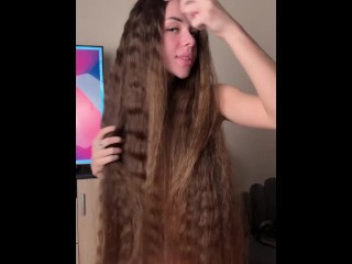 Diane Whales  brushing her LONG hair