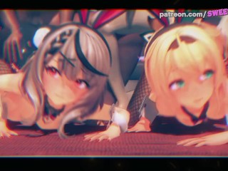 Virtual YouTuber - Kazama Iroha Festejando Em Orgia Sexual a Quatro!
