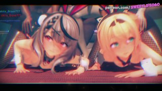 Virtual YouTuber - Kazama Iroha feest in viertal seks orgie!