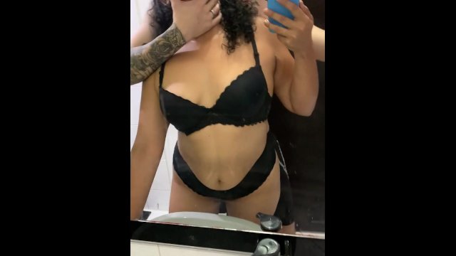 my friend's stepsister records herself in front of the mirror while I fuck her