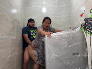 Stepson fucks me in the laundry room while his dad goes out to the supermarket- CulonaArdiente32