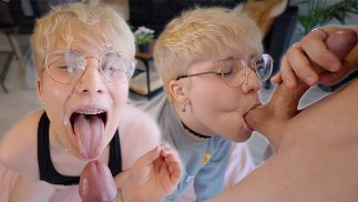 Adorable Sissy Twink Sucks their stepbrothers Huge Cock for free pornhub merch (massive cumshot)