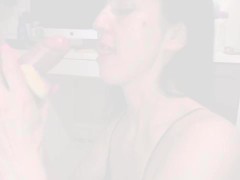 Stepsister eats donut off of stepbrothers cock cum in my mouth
