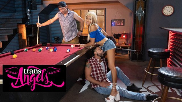 TRANSANGELS - Dominic Was Aroused To Trans Lola And Sneakily Suck Her Cock Under The Pool Table