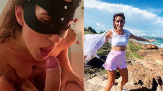 Sexo romântico de turistas, boquete, gozada na cara, mijando nos peitos, banho e fetiche