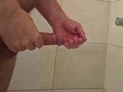 Pissing with a boner slow motion