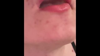 Playing with cum in mouth