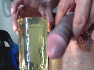 Filling a Glass with Urine - Uncut Cock - Foreskin - Big Balls