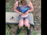 Metal chick flashes perky tits for beads at festival