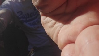 Stroking / jacking / jerking  my cock to porn in a public car park