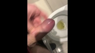 Pee and handjob in social TOILET