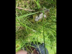 Quick orgasm . shadow cock. nd drip of sperm outdoor