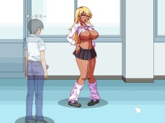 【恭子さまはハメられたい!!(体験版)実況】金髪爆乳黒ギャルJ●が学校の廊下で抜いてくれる援交エロゲー。(ドットアニメーション) - Screenshot 11 of 16 - エロゲ実況