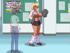 【恭子さまはハメられたい!!(体験版)実況】金髪爆乳黒ギャルJ●が学校の廊下で抜いてくれる援交エロゲー。(ドットアニメーション) - Screenshot 7 of 16 - Hentai Bigtits