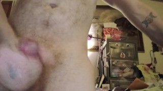 Moaning and cum announcement solo male