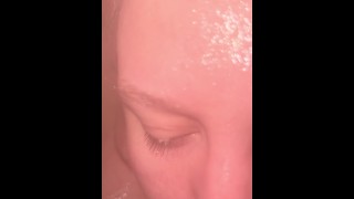Solo Shower Turns into Dildo Sucking and Riding Practice!