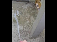 Risky full piss outside my apartment