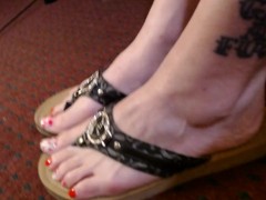 Sexy Toenails Topless Flipflop Tease
