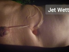 Soaking desperate naked pee all over myself in the garden