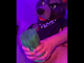 Fursuiter Furry Fucks his Bad Dragon Masturbator for you [HD]