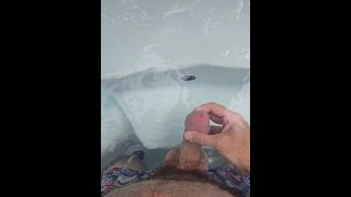 Dude busts nut in hot tube gay daddy jizz slut whore