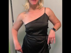 Milf Christina.  Little black dress, training progress,  flexing sexy body, big tits and long legs