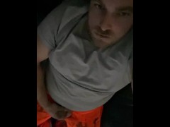 Horny builder talks dirty and produces a nice thick load