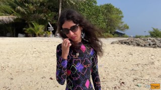 Cheating on my girlfriend with a beauty in the bushes on the Maldives beach