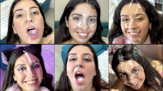 Cum on face compilation, cum in mouth, cum swallowing, a lot of cum on face
