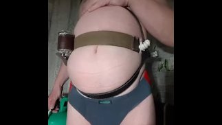I tied myself with 2 straps crosswise and continue to inflate myself😤😤 More -- on my OF🎈💥💥