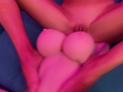 Страстный секс втроем с Авророй Тантали со счастливым окончанием на лицо