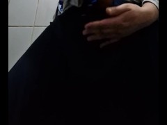 Handjob and cuming of big white dick on baggy pants