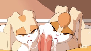 Vanilla cremoso - Trio peludo com caudas Sonic Hentai Cartoon