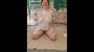 OnlyFans British @Bambi_Boo3838 | Messy Naked Artist Rubs Herself with Paint