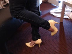 Double Crossed Yellow Pumps Dangling - Screenshot 8 of 16 - Nylons