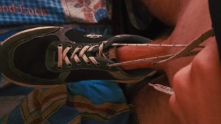 guy jerks off into a sneaker. I'm cumming in my sock beautiful feet foot fetish