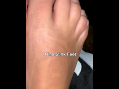 Stinky Girl taking off her Sneakers. Smoke Fetish!