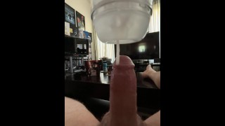 Clear sex toy lets you see my big cock cum inside!