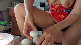 Sexy boiled eggs 🔥 Hot Pussy hairy