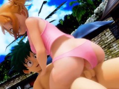 Himiko Toga y Deku en la piscina